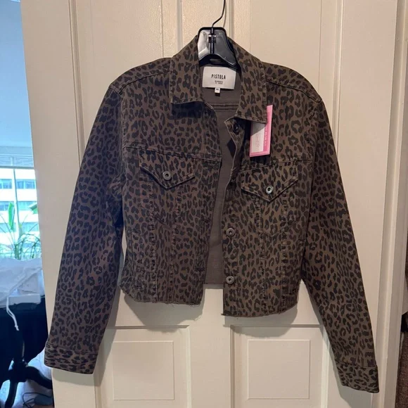 Pistola Denim Set, Leopard Print Jacket and Skinny Jeans, Size: XS/24 - Picture 4 of 10
